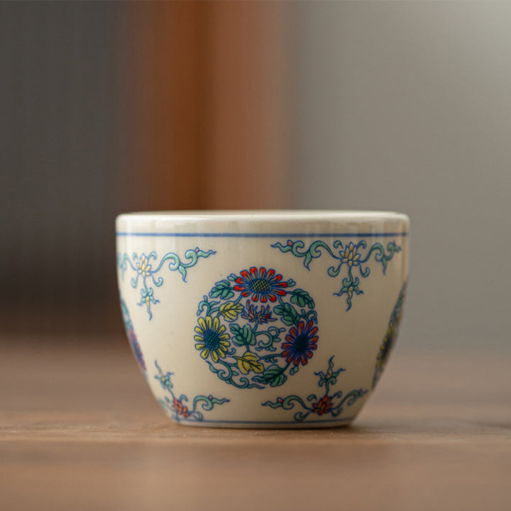 Buddha Stones Poisson Koi Arowana Pivoine Tournesol Tasse à Thé en Céramique Tasse à Thé Kung Fu 60 ml