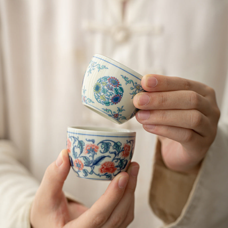 Buddha Stones Poisson Koi Arowana Pivoine Tournesol Tasse à Thé en Céramique Tasse à Thé Kung Fu 60 ml