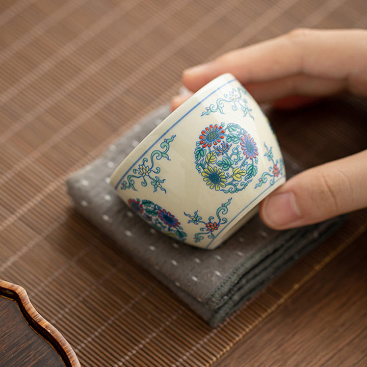 Buddha Stones Poisson Koi Arowana Pivoine Tournesol Tasse à Thé en Céramique Tasse à Thé Kung Fu 60 ml