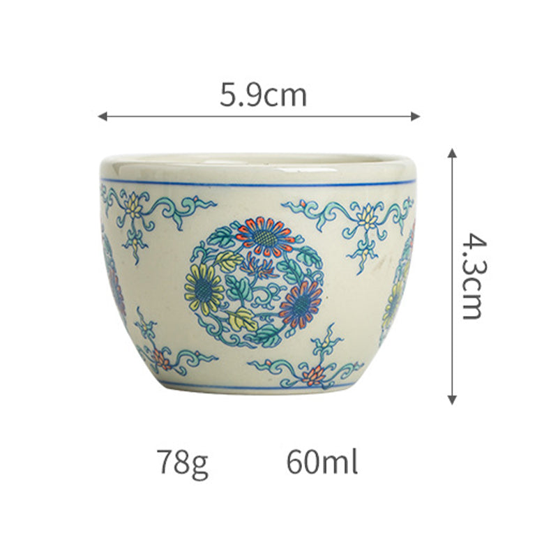 Buddha Stones Poisson Koi Arowana Pivoine Tournesol Tasse à Thé en Céramique Tasse à Thé Kung Fu 60 ml