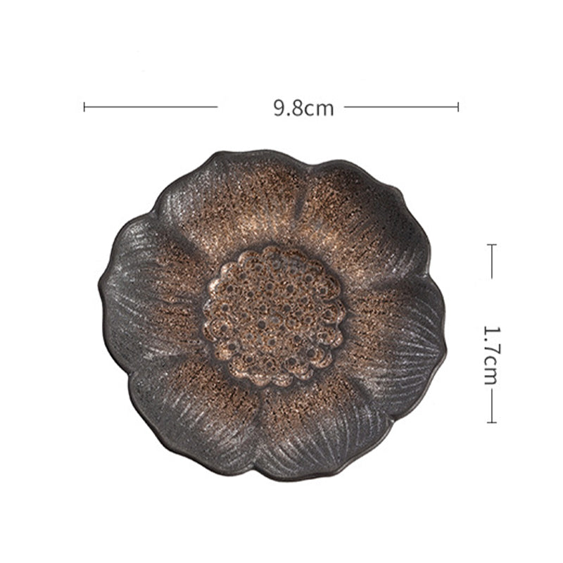 Dessous de verre en céramique motif Buddha Stones Vintage Fleur de Lotus Dessous de verre pour tasse à thé Kung Fu