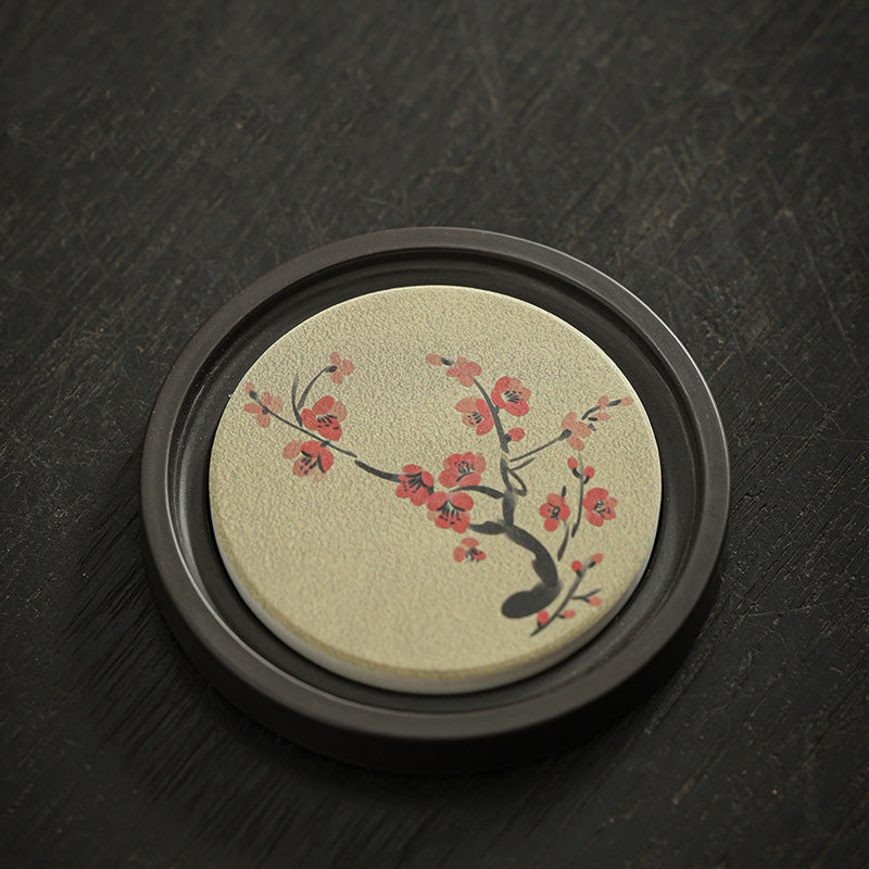 Buddha Stones Fleur de prunier Pêche Sutra du cœur Néflier Magnolia Kaki Dessous de verre Tapis à thé Kung Fu