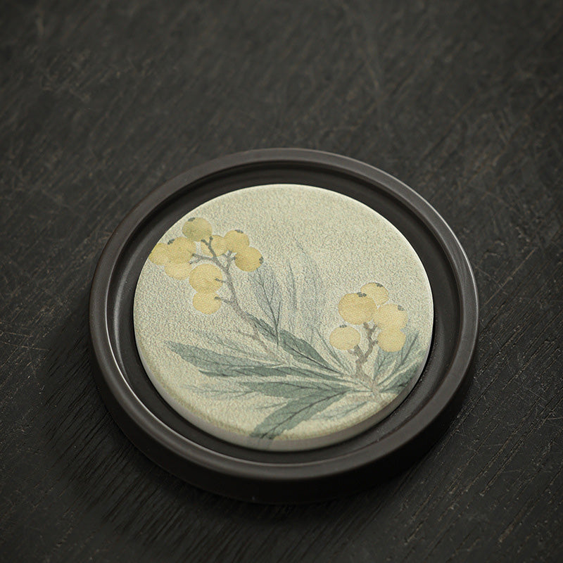 Buddha Stones Fleur de prunier Pêche Sutra du cœur Néflier Magnolia Kaki Dessous de verre Tapis à thé Kung Fu