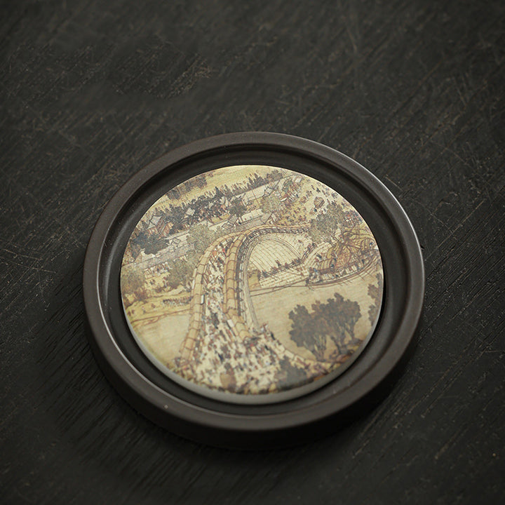 Buddha Stones Fleur de prunier Pêche Sutra du cœur Néflier Magnolia Kaki Dessous de verre Tapis à thé Kung Fu