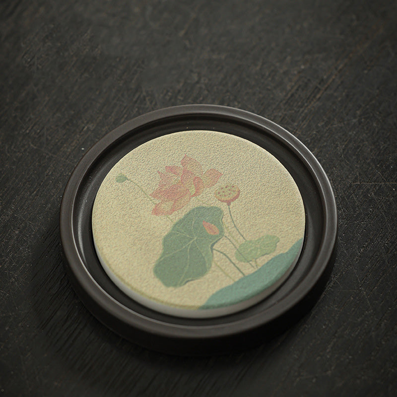 Buddha Stones Fleur de prunier Pêche Sutra du cœur Néflier Magnolia Kaki Dessous de verre Tapis à thé Kung Fu