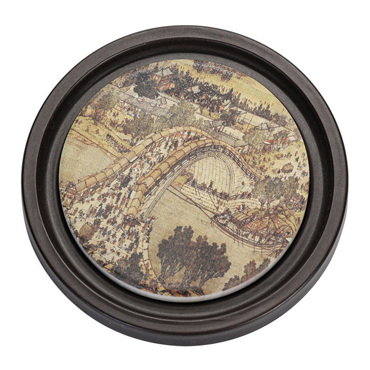 Buddha Stones Fleur de prunier Pêche Sutra du cœur Néflier Magnolia Kaki Dessous de verre Tapis à thé Kung Fu