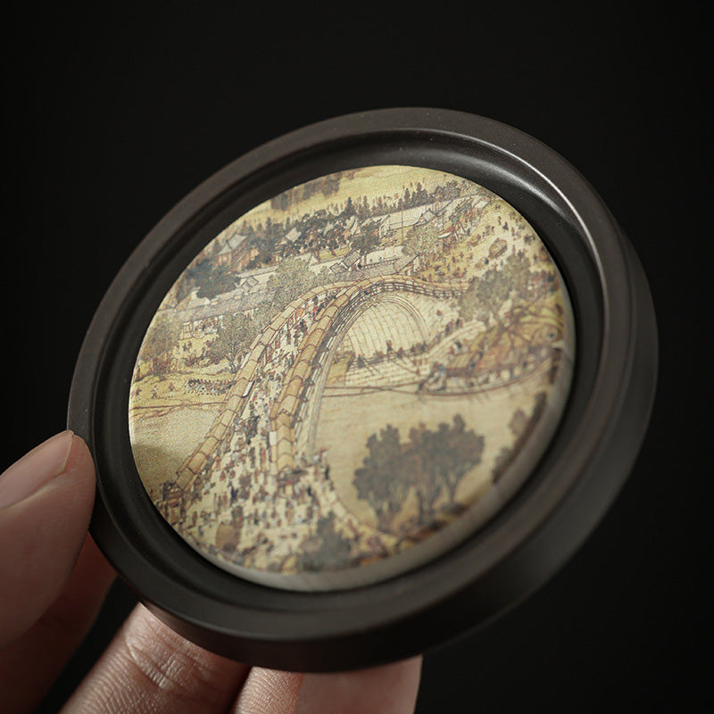 Buddha Stones Fleur de prunier Pêche Sutra du cœur Néflier Magnolia Kaki Dessous de verre Tapis à thé Kung Fu