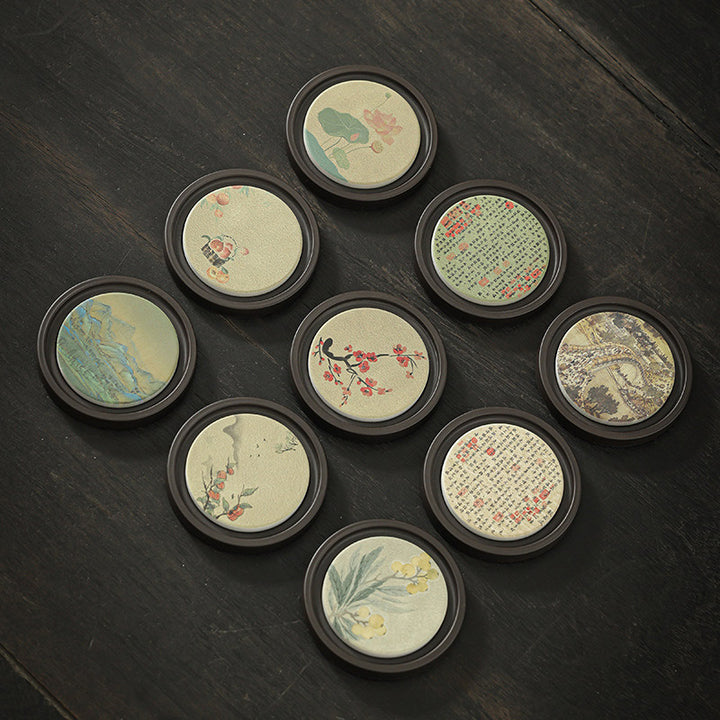 Buddha Stones Fleur de prunier Pêche Sutra du cœur Néflier Magnolia Kaki Dessous de verre Tapis à thé Kung Fu