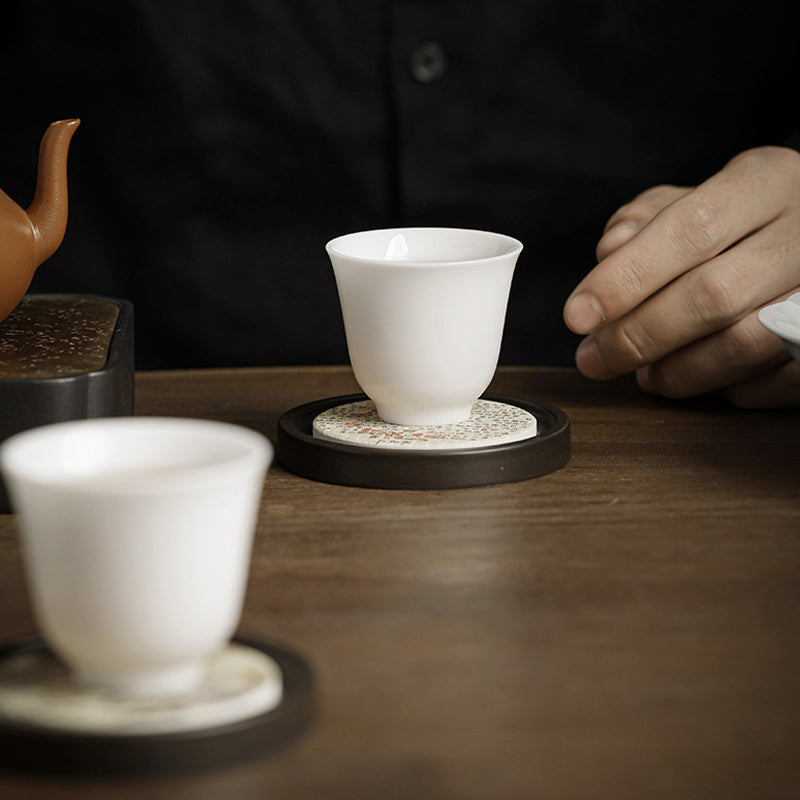 Buddha Stones Fleur de prunier Pêche Sutra du cœur Néflier Magnolia Kaki Dessous de verre Tapis à thé Kung Fu