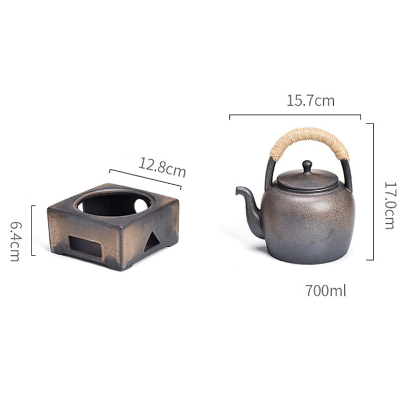 Théière Kung Fu chinoise en céramique marron rétro Buddha Stones 700 ml avec base