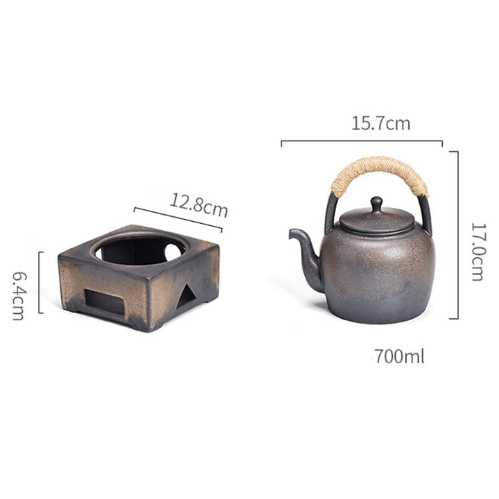 Théière Kung Fu chinoise en céramique marron rétro Buddha Stones 700 ml avec base