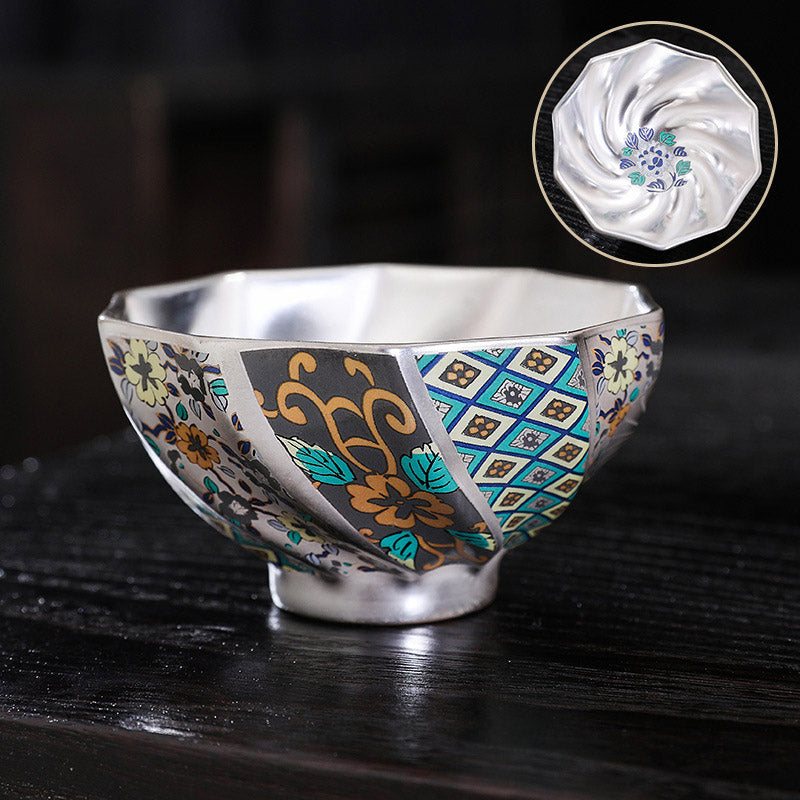 Tasse à thé en céramique Buddha Stones et fleurs de chrysanthème