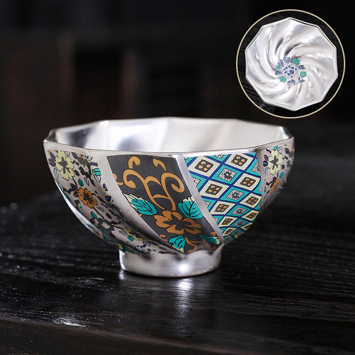 Tasse à thé en céramique Buddha Stones et fleurs de chrysanthème