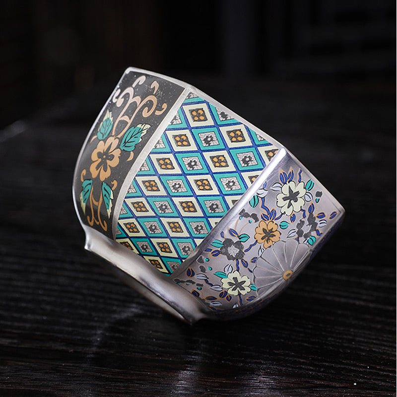 Tasse à thé en céramique Buddha Stones et fleurs de chrysanthème