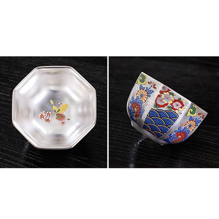 Tasse à thé en céramique Buddha Stones et fleurs de chrysanthème