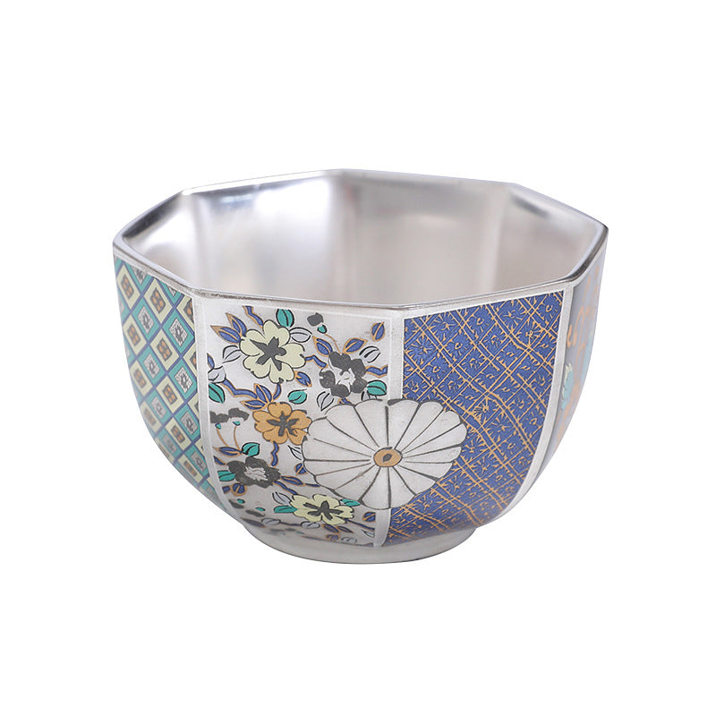 Tasse à thé en céramique Buddha Stones et fleurs de chrysanthème