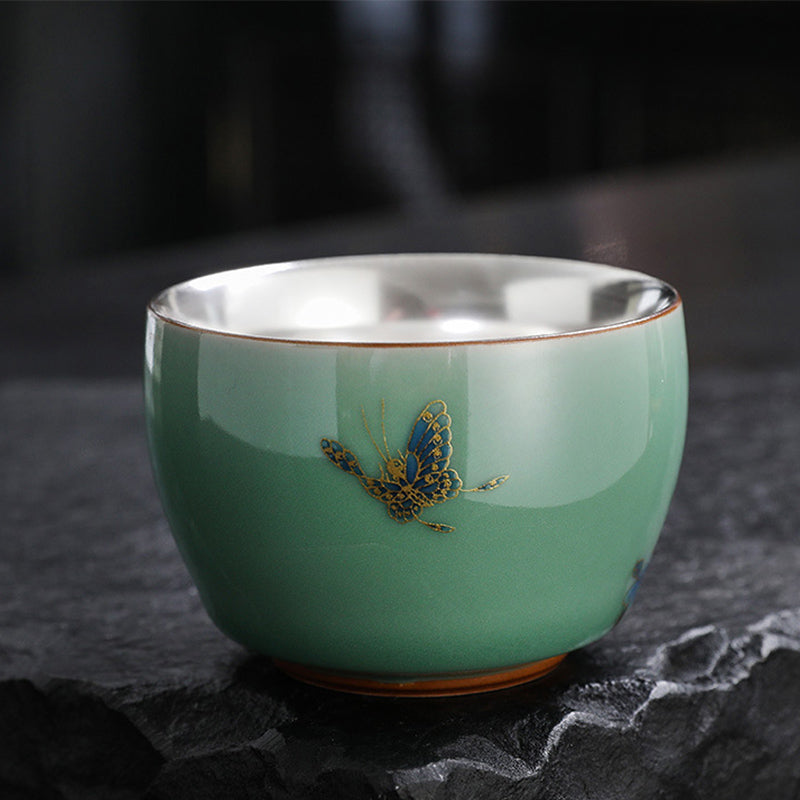 Buddha Stones Papillon Poisson Rouge Lotus Poisson Koi Tasse à Thé en Céramique Tasse à Thé Kung Fu 120 ml