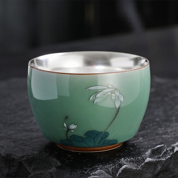 Buddha Stones Papillon Poisson Rouge Lotus Poisson Koi Tasse à Thé en Céramique Tasse à Thé Kung Fu 120 ml
