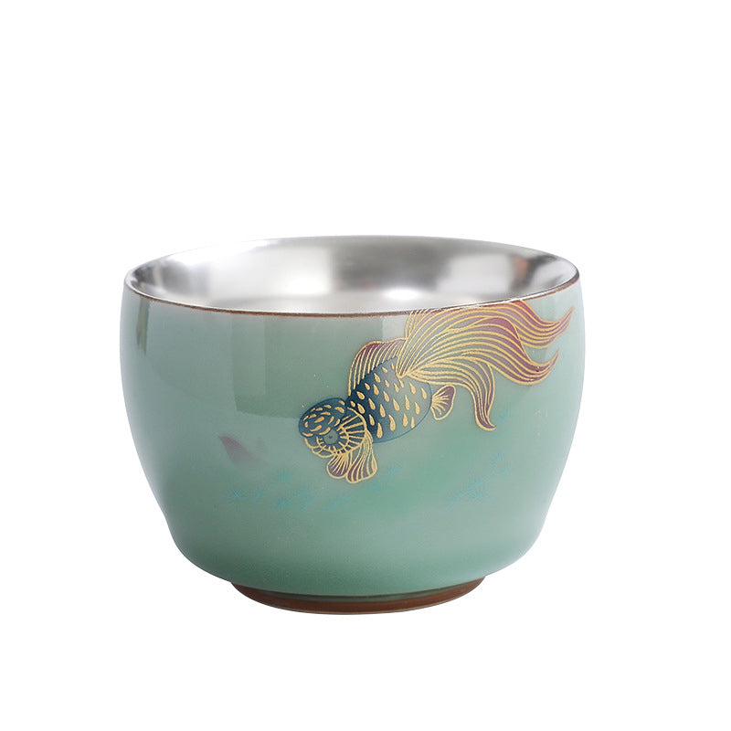 Buddha Stones Papillon Poisson Rouge Lotus Poisson Koi Tasse à Thé en Céramique Tasse à Thé Kung Fu 120 ml