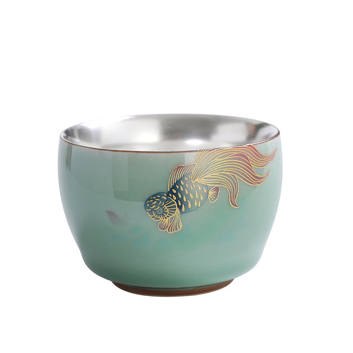 Buddha Stones Papillon Poisson Rouge Lotus Poisson Koi Tasse à Thé en Céramique Tasse à Thé Kung Fu 120 ml