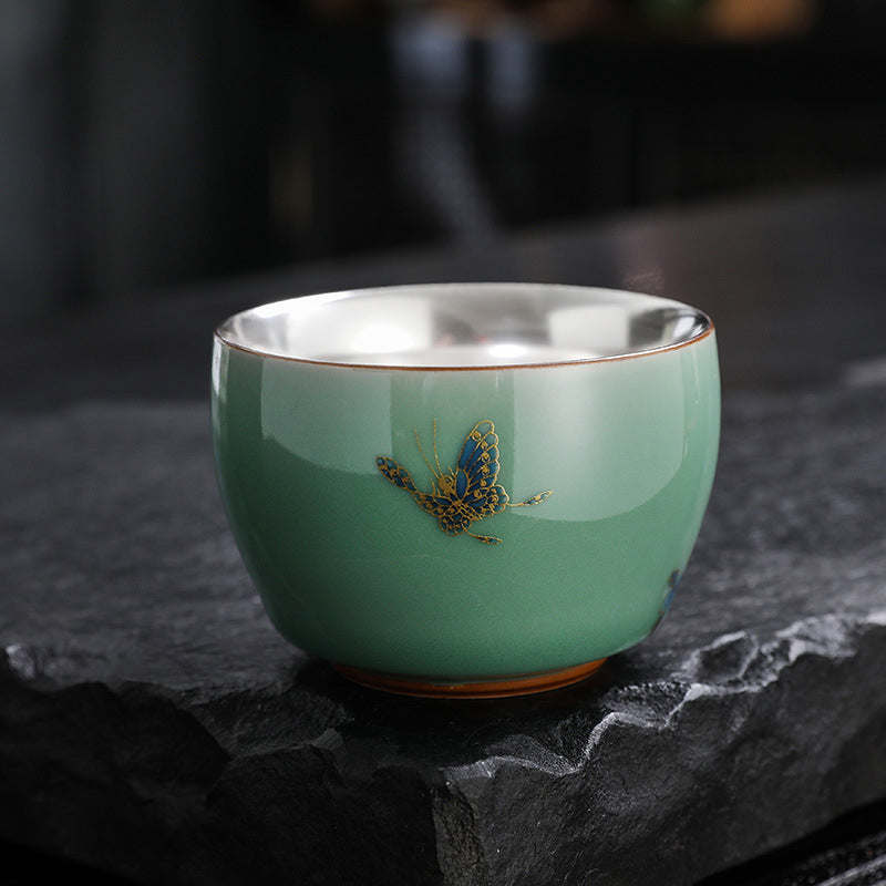 Buddha Stones Papillon Poisson Rouge Lotus Poisson Koi Tasse à Thé en Céramique Tasse à Thé Kung Fu 120 ml
