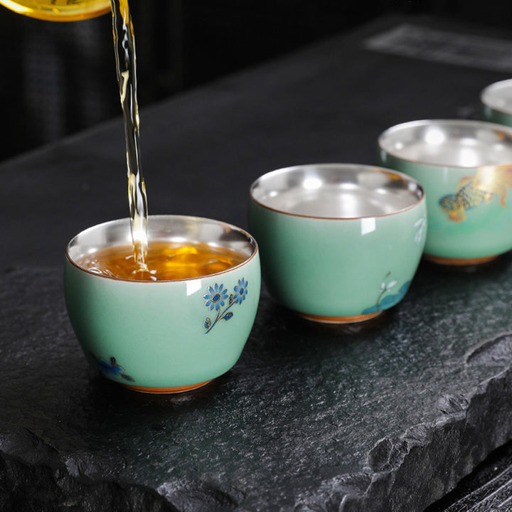 Buddha Stones Papillon Poisson Rouge Lotus Poisson Koi Tasse à Thé en Céramique Tasse à Thé Kung Fu 120 ml