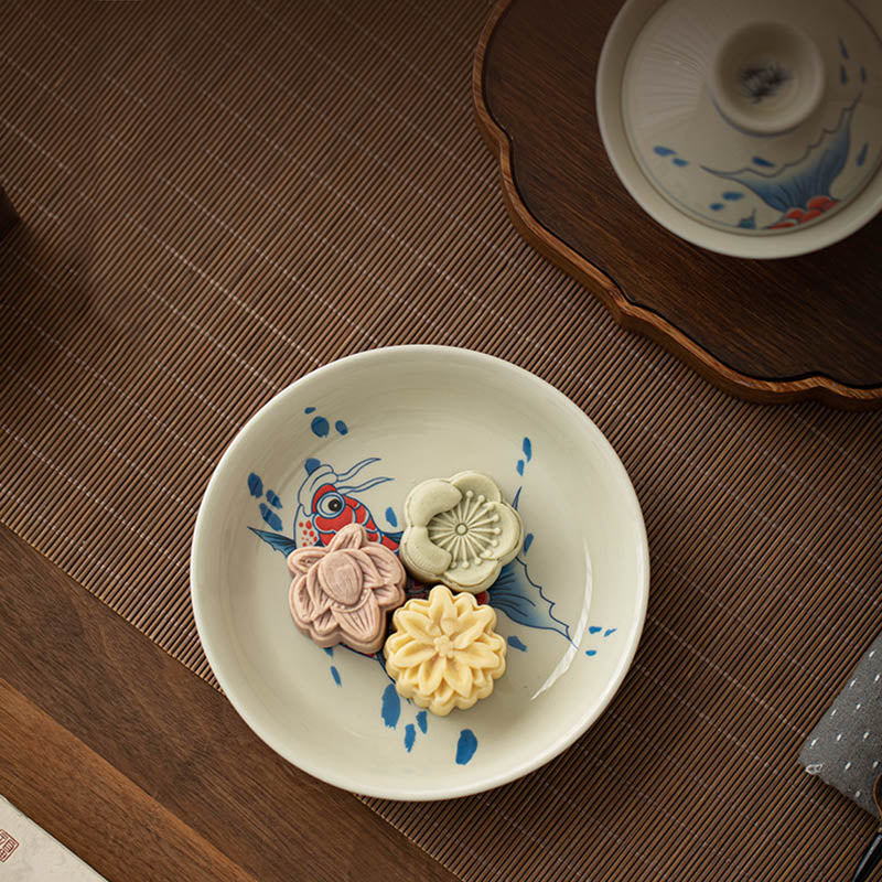 Buddha Stones Koi Fish Arowana Céramique Gaiwan Sancai Tasse à Thé Kung Fu Tasse à Thé Avec Couvercle 130ml