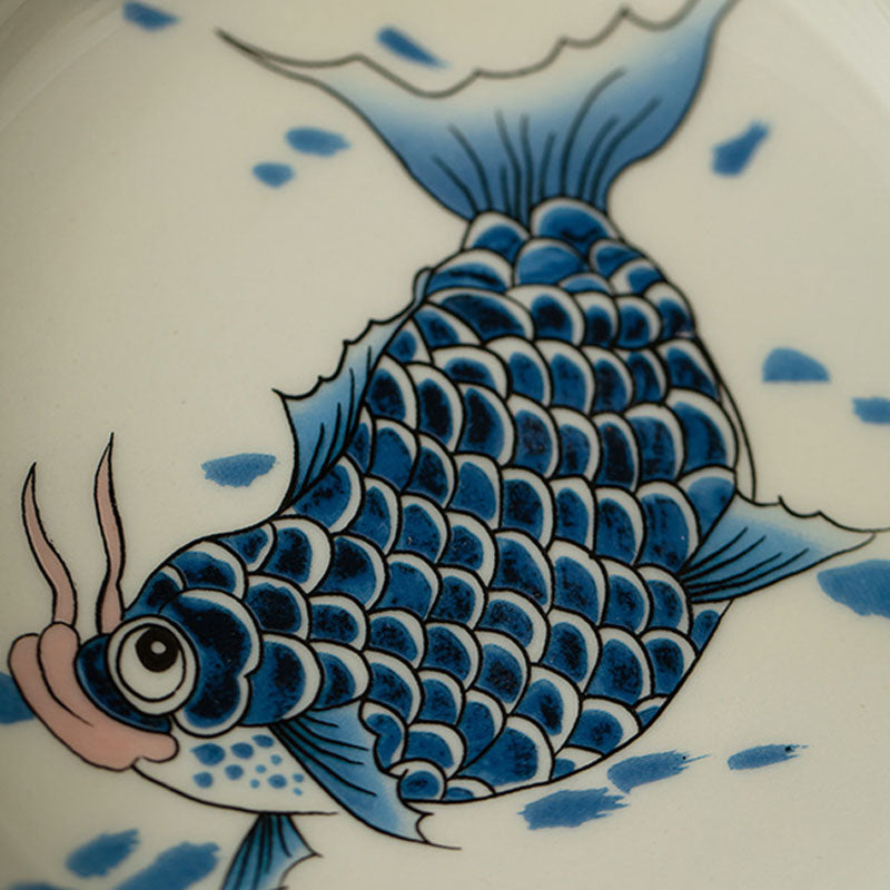 Buddha Stones Koi Fish Arowana Céramique Gaiwan Sancai Tasse à Thé Kung Fu Tasse à Thé Avec Couvercle 130ml