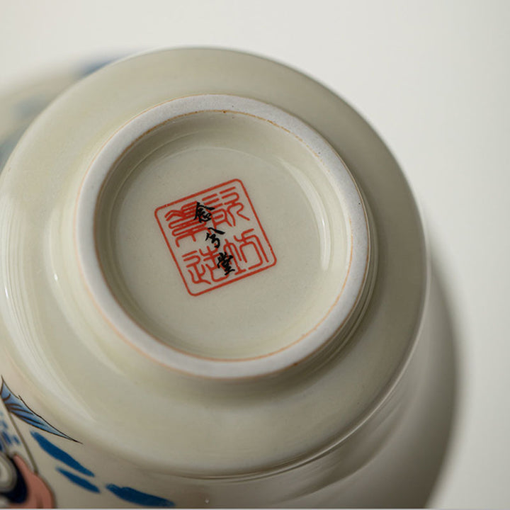 Buddha Stones Koi Fish Arowana Céramique Gaiwan Sancai Tasse à Thé Kung Fu Tasse à Thé Avec Couvercle 130ml