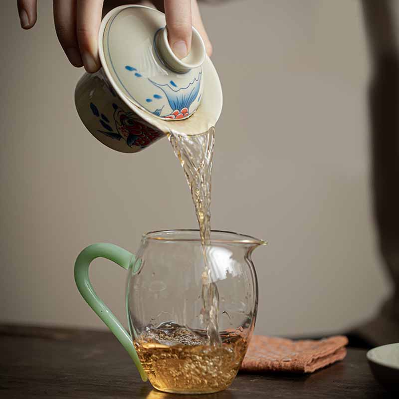 Buddha Stones Koi Fish Arowana Céramique Gaiwan Sancai Tasse à Thé Kung Fu Tasse à Thé Avec Couvercle 130ml