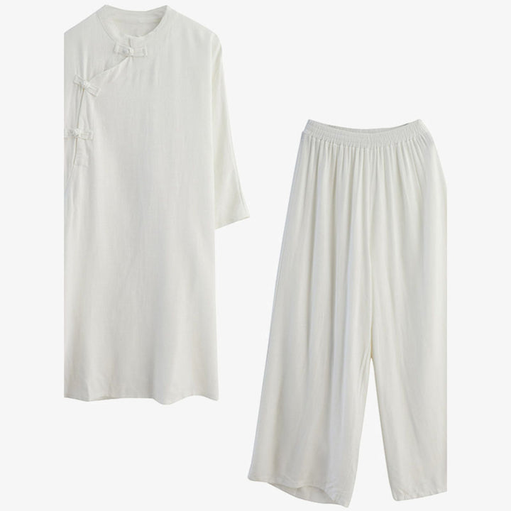 Ensemble de 2 pièces en coton et lin avec haut et pantalon pour femme Buddha Stones et méditation Zen Tai Chi - image 18