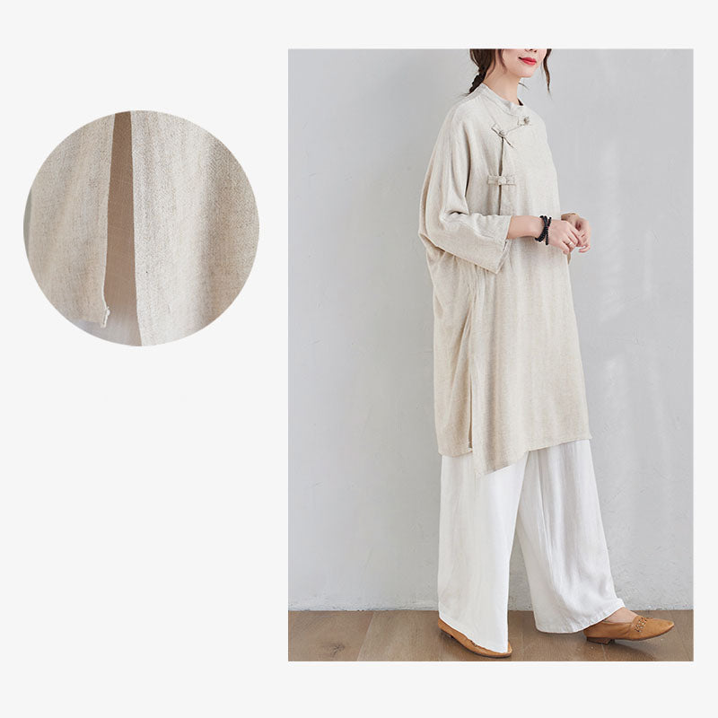 Ensemble de 2 pièces en coton et lin avec haut et pantalon pour femme Buddha Stones et méditation Zen Tai Chi - image 10