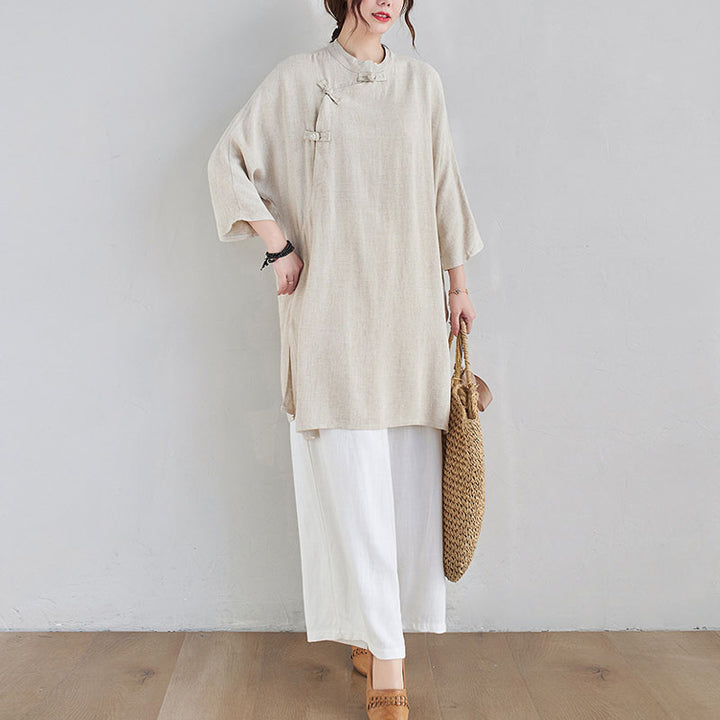 Ensemble de 2 pièces en coton et lin avec haut et pantalon pour femme Buddha Stones et méditation Zen Tai Chi - image 7