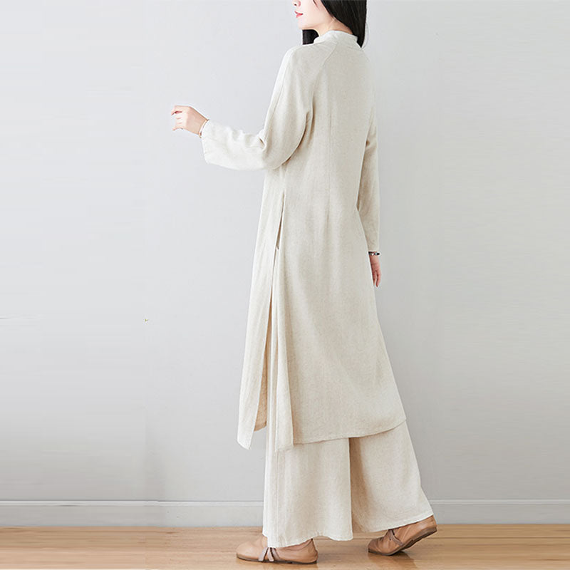 Ensemble de 2 pièces en Buddha Stones et lin avec haut et pantalon pour femme Motif grenouille chinoise - image 20
