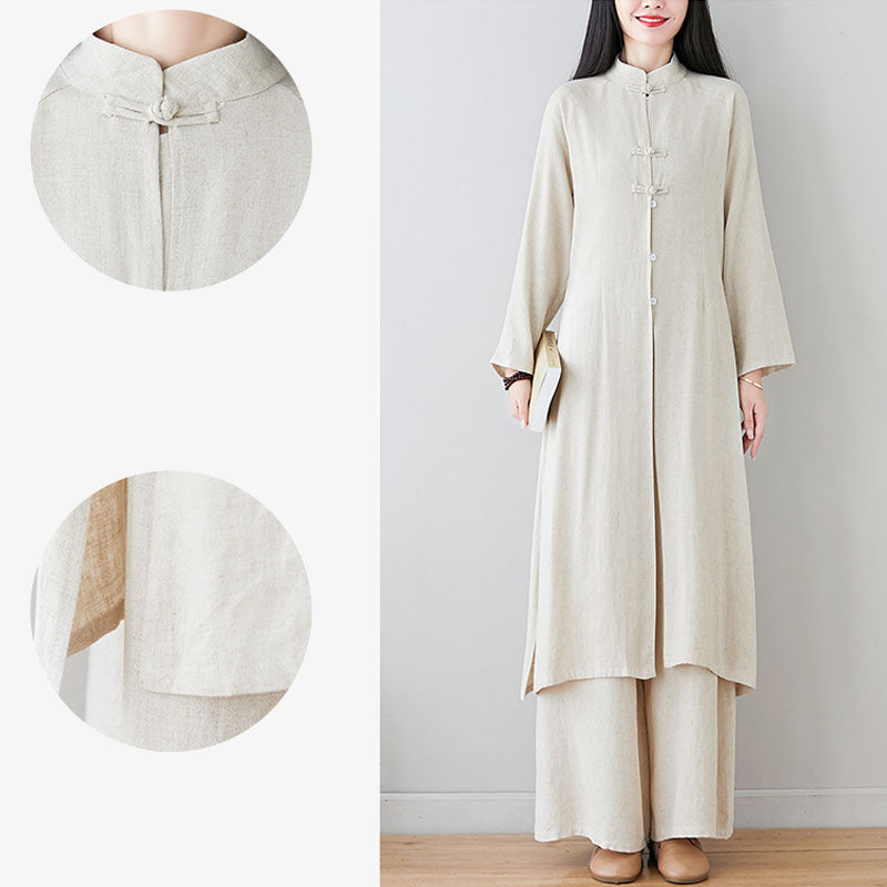 Ensemble de 2 pièces en Buddha Stones et lin avec haut et pantalon pour femme Motif grenouille chinoise - image 16