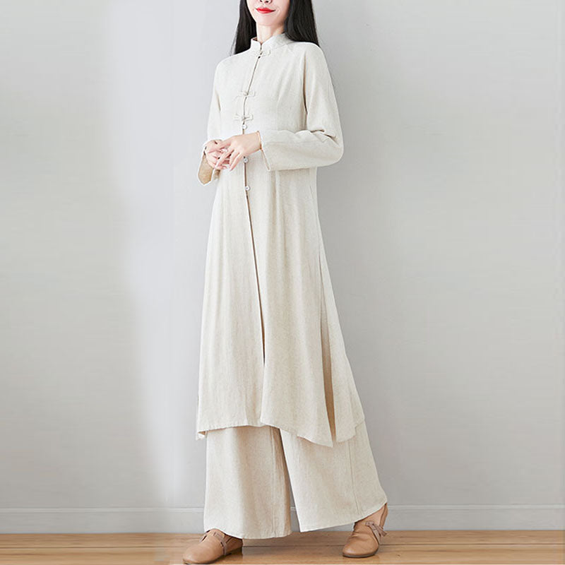 Ensemble de 2 pièces en Buddha Stones et lin avec haut et pantalon pour femme Motif grenouille chinoise - image 21