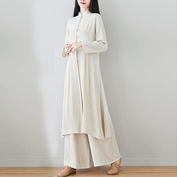 Ensemble de 2 pièces en Buddha Stones et lin avec haut et pantalon pour femme Motif grenouille chinoise - image 21