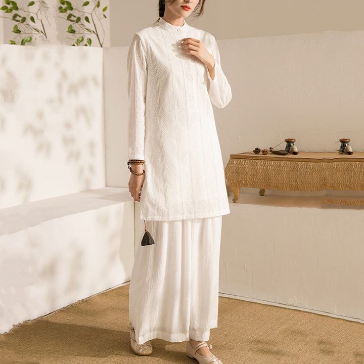 Ensemble de 2 pièces pour femme avec haut et pantalon à manches longues et Buddha Stones pour yoga et méditation