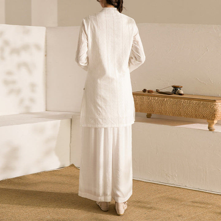 Ensemble de 2 pièces pour femme avec haut et pantalon à manches longues et Buddha Stones pour yoga et méditation