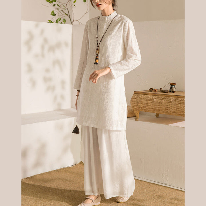 Ensemble de 2 pièces pour femme avec haut et pantalon à manches longues et Buddha Stones pour yoga et méditation