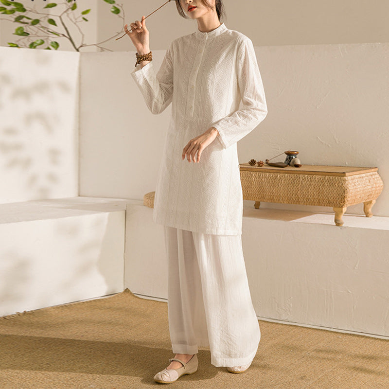 Ensemble de 2 pièces pour femme avec haut et pantalon à manches longues et Buddha Stones pour yoga et méditation