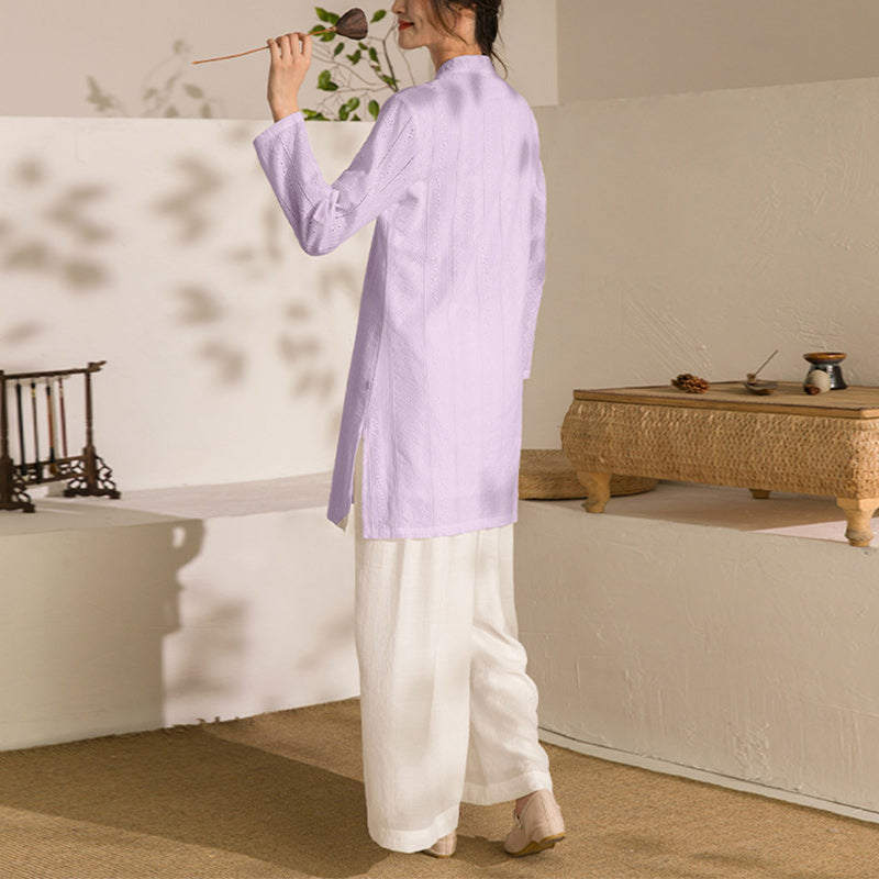 Ensemble de 2 pièces pour femme avec haut et pantalon à manches longues et Buddha Stones pour yoga et méditation