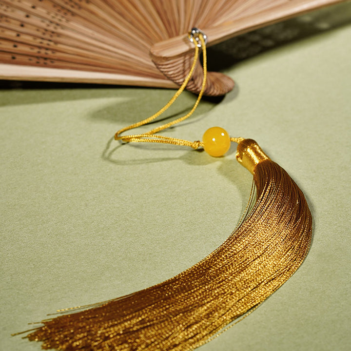 Éventail pliable en bambou et soie avec motif de chat et papillon mignon et Buddha Stones , 21 cm