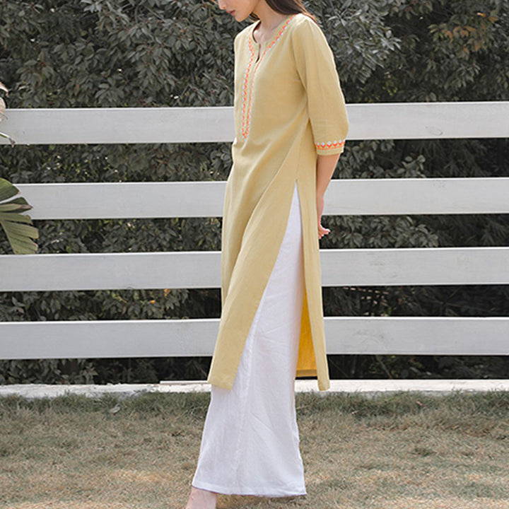 Ensemble de 2 pièces de yoga brodé à col en V avec Buddha Stones et haut en coton et lin pour femme - image 18