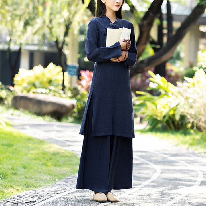 Ensemble de 2 pièces pour femme avec haut et pantalon à manches longues et Buddha Stones, vêtements de yoga zen et de méditation