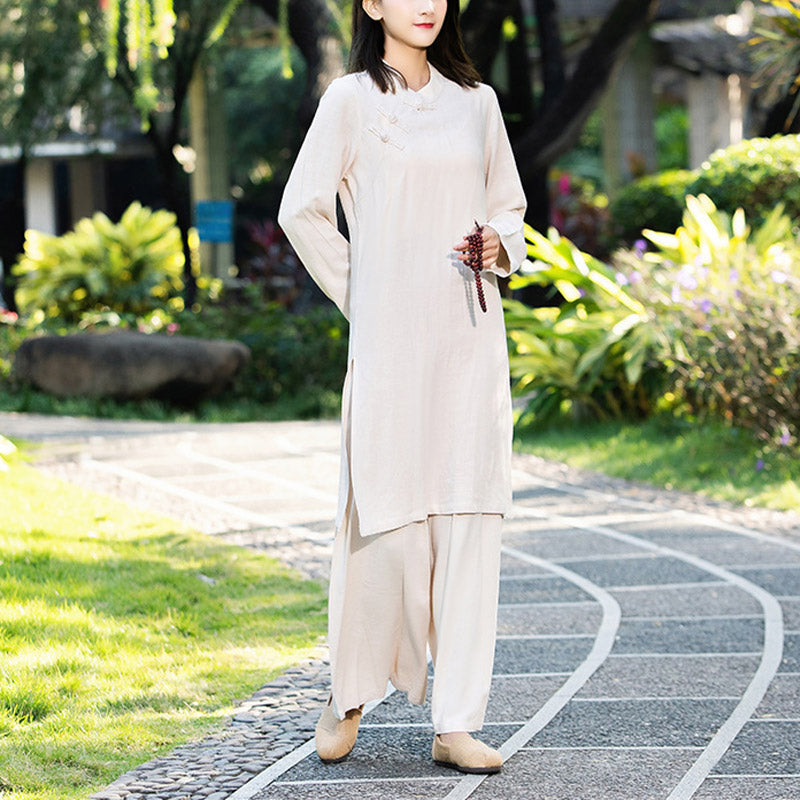 Ensemble de 2 pièces pour femme avec haut et pantalon à manches longues et Buddha Stones, vêtements de yoga zen et de méditation