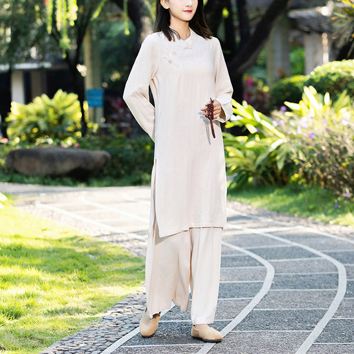 Ensemble de 2 pièces pour femme avec haut et pantalon à manches longues et Buddha Stones, vêtements de yoga zen et de méditation