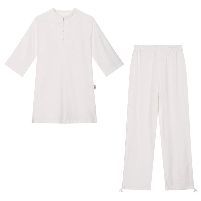 Ensemble de 2 pièces pour femme avec haut et pantalon à manches longues et Buddha Stones, vêtements de yoga zen et de méditation