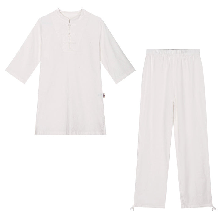Ensemble de 2 pièces pour femme avec haut et pantalon à manches longues et Buddha Stones, vêtements de yoga zen et de méditation