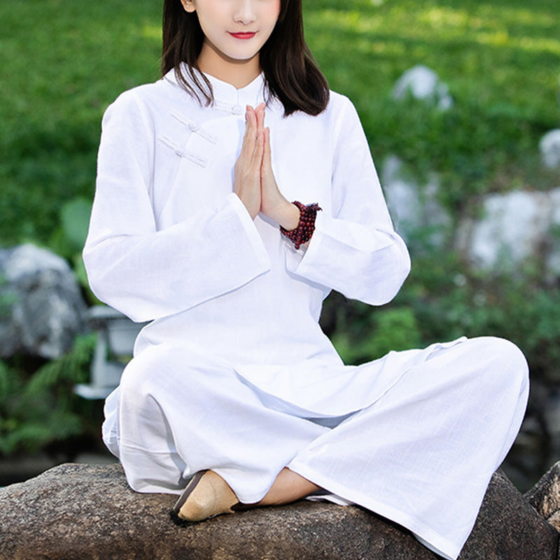 Ensemble de 2 pièces pour femme avec haut et pantalon à manches longues et Buddha Stones, vêtements de yoga zen et de méditation
